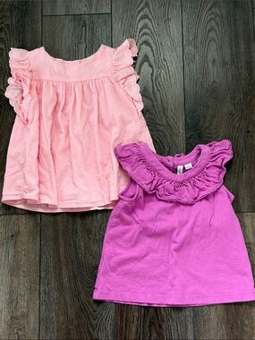 Janie and Jack Pink and Magenta Ruffle Tank Tops - Girls